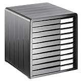 Rotho Timeless Schubladenbox / Bürobox mit 10 Schüben, Kunststoff (PS) BPA-frei, anthrazit, (34.5...