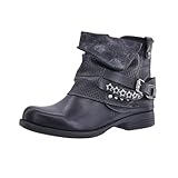 Elara Damen Biker Boots Nieten Stiefeletten Chunkyrayan 344 Black-42