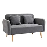 HOMCOM 2 Sitzer Sofa, Couch mit 2 Wurfkissen, gepolsterter Doppelsofa, Polstersofa mit Samtopik,...