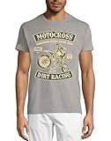 Motocross Dirt Racing Rundhals Baumwolle Herren T-Shirt Grau, grau, M