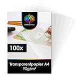 OfficeTree 100 Blatt Transparentpapier A4 Bedruckbar 90 g/m² - Pergamentpapier A4 -...