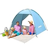 Strandmuschel, 2-3 Personen Familie Zelt UV Schutz 50+ Strandzelt XXL Stabil Windschutz mit Vorder...