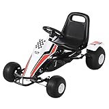HOMCOM Go Kart Kinderfahrzeug Tretauto mit Pedal Bremsen Sitz Verstellbar Kinderspielzeug für 3-6...