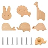 VOSSOT Schrankknöpfe Holz fur Kinderzimmer, 6 Stück Tier Holz Schubladengriff,Tierform...