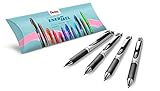 Pentel EnerGel XM BL77 Gelschreiber mit Druckmechanik, schwarz (4 Stück)