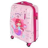 PERLETTI Meerjungrau Koffer Pink für Kleine Mädchen - Kinder Trolley Handgepäck 4 Rollen - Rosa...