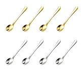Espressolöffel Mini, kleine Löffel für Espresso und Gewürze, 4 Stück Silber und 4 Stück Gold,...