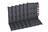 GO-DE Textil Bequeme und attraktive Polsterauflagen für Hochlehner-Gartenstühle (6er-Set, Design:...