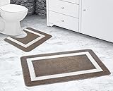 La Maison Badezimmerteppich-Set, 2-teilig, gestreift, rutschfest, Badematte und WC-Vorleger, schnell...