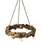 Holzkranz Natur mit Kordel zum Hängen - 32 cm - Deko Hängekranz mit Haken für Zierschmuck -...