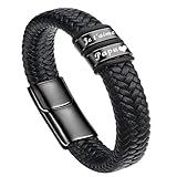 AOOTUERL Geflochtenes Lederarmband, einzigartig für Vater, Großvater, geeignet für Vatertag,...