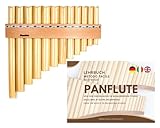 Plaschke Panflöte, Holzriemen Design, handgemacht mit Lehrbuch, 12 Rohre C-Dur