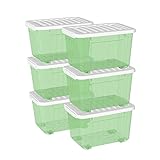 Cetomo 55 l x 6 Kunststoff-Aufbewahrungsbox, transparentgrün, Tragetasche, Organisationsbehälter...