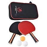 ANKROYU Professionelles Tischtennisschläger-Set, 2 Premium-Pong-Paddel mit Tragetasche, 3 Bälle...