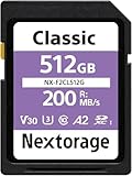 Nextorage SD Karte 512GB UHS-I SDXC, japanische speicherkarte datenspeicher SD Card, Kamera Zubehör...