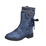 Wadenstiefel, Stiefel, Absätze, Schuhe, mittelhoch, für Damen, Spitze, dick, lässig, kurze...