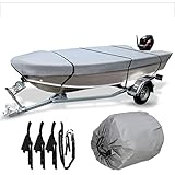 EALLEN Bootsplane,Bootspersenning 210D Heavy Duty Grey Open Boat Persenning Trailerable Fishing Ski...