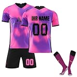 NINGSANJIN Fussball Trikot Kinder, Personalisiert Fußball Trikot Jungen mit Eigenem Namen Nummer,...