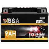 BSA YTX9-BS GEL Motorradbatterie 12V 9Ah 180A/EN Batterie doppelte Lebensdauer entspricht 50812...