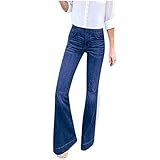 Flared Jeans Damen High Waist Weites Bein Skinny Schlaghose Stilvolle Mit Stickerei Jeanshose...