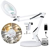 Riokko LED Lupenleuchte, 10X Lupe mit Licht 5 Farbmodi Stufenlos Dimmbar, LED Beleuchtete Lupe mit...