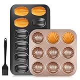 ceotis Madeleine Backform-Set, 2 Stück aus Carbonstahl mit Antihaftbeschichtung, 12 und 9 Mulden,...