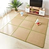 Tatami Bodenmatte, Natur-Rattan, rutschfest, atmungsaktiv, mit Aufbewahrungstasche für Wohnzimmer,...