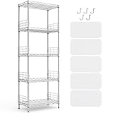 LINSY HOME Standregal mit 5 Regalböden, Metallregal, Gitterregal Metall, Vorratsregal Schwarz mit...