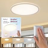 BestLuz LED Deckenleuchte Dreistufige Ø42 CM 3000K/4000K/6500K 24W 2800LM IP44 LED Deckenlampe...