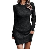 Winterkleider Damen Langarm Winterkleid, Freizeit Knielang Pullikleid, Tunika Moderne Strickkleid,...