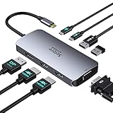 Docking Station 2 Monitor, USB C Hub 8 in 1 Laptop Dockingstation DisplayPort Adapter Mit Dual 4K...