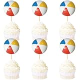 Blumomon 24 Stück Beachball Sport Kuchen Dekoration Beachball Sport Cupcake Topper Sport Themed...