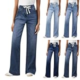 Mom Jeans Damen High Waist - Jeanshose Damen Stretch Mit Gummizug Denimhose Elastische Taille...
