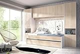 Dmora - Kinderbett Venturosa, Komplettes Schlafzimmer mit Bridge-Kleiderschrank und Kommode,...