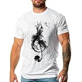 Sweatshirt Herren Slim Fit Weiß Hemd Bedrucken Elegant Sommershirt Leichte Hawaiihemd Atmungsaktive...