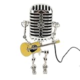 Asixxsix Vintage Mikrofon Gitarre Roboter Tischlampe, Aluminium Vintage Mikrofon Roboter Lampe,...