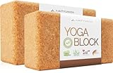 Yoga Block 2er Set Kork - EXTRA Yoga HEFT im Set - 100% Natur Hatha Klotz Nachhaltig - Ideal auch...