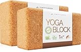 Yoga Block 2er Set Kork - EXTRA Yoga HEFT im Set - 100% Natur Hatha Klotz Nachhaltig - Ideal auch...