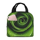 Lunchtasche mit grünem Rosenmuster, isolierte Lunchbox, wiederverwendbare Lunchtasche für Büro,...