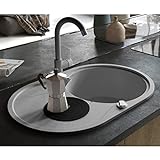 Granitspüle Küchenspüle Einzelbecken oval grau mit Produktfarbe: grau mit Material: 80% Quarz,...