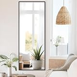 COFENY Ganzkörperspiegel, 161 × 52 cm Standspiegel mit Aluminiumrahmen, Spiegel Groß zum Stehen,...