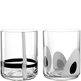 LEONARDO HOME BANDA NERA Trinkglas • 1 Set • Handdekoriertes Glas • Schwarz-Weiß-Look •...