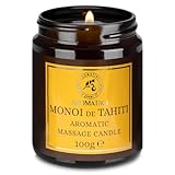 Massagekerze Monoi de Tahiti 100g - Sojawachs Kerze - Duftkerze mit Kokosöl - Monoi de Tahiti-Öl -...