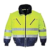 Portwest Hi-Vis Warnschutz 3-in-1 Pilotjacke, Größe: L, Farbe: Gelb/Marine, PJ50YNRL