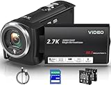 Delmodes Videokamera 2.7K Camcorder 56MP 16X Digitalzoom Vlogging Camera mit LED-Fülllicht für...