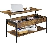 Yaheetech Couchtisch Ausziehbarer Kaffeetisch mit höhenverstellbarer Platte und verstecktem...