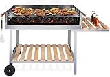 JUNG 502599 Grillwagen Edelstahl - 145 x 90 x 60cm, 10 Personen Holzkohle-Grill Wagen, Großer...