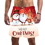 coosun Herren-Badehose mit Weihnachtsmann-Motiv, schnell trocknend, Weihnachten 3, M