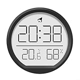 Zeroupshop Wanduhr mit Thermometer-Hygrometer, für drinnen und draußen, geräuschlos, nicht...