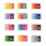 Lybunair 12-teiliges Bastel-Tintenstempel-Set, 5 Farben, Farbverlauf, multifunktional, waschbar, zum...